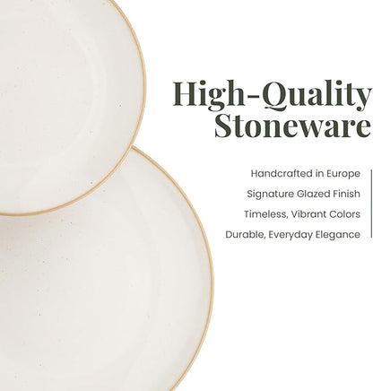 Larder & Vine Ceramic Stoneware Dinnerware 16-Piece Set, 4 Place Settings (Sand)