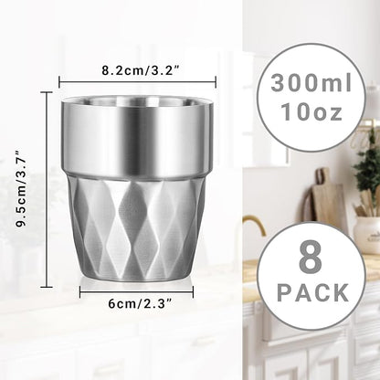 Metal Glasses, 10 oz Insulated Tumbler, 8 Pack Double Wall Unbreakable - Image 2