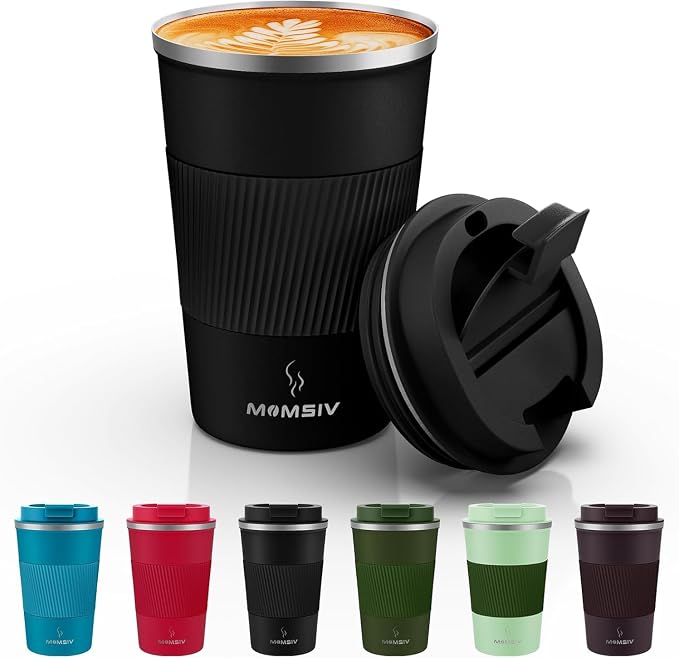 MOMSIV 12oz Travel Coffee Mug, Insulated Coffee Cup by MOMSIV