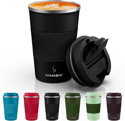 MOMSIV 12oz Travel Coffee Mug, Insulated Coffee Cup by MOMSIV