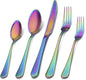 Rainbow Silverware Set, SHARECOOK 20-Piece Stainless Steel Flatware Set by Sharecook