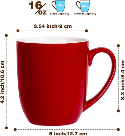 Urbanstrive 16 oz Large Coffee Mugs Set of 6 Ceramic Coffee Mug White Coffee - Image 2