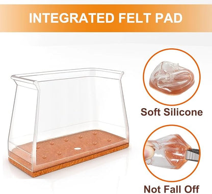 24 Pcs Chair Leg Floor Protectors for Hardwood Floors Rectangle Silicone Covers to Protect Wood Tile Floors Felt Pads Furniture Leg Caps Anti-Scratch Reduce Noise,(Fit L:1-1/2" to 2",W:3/4" to 1")