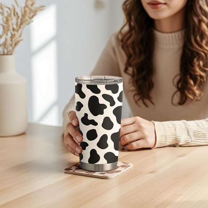SANDJEST Cow Print Tumbler 20oz Stainless Steel Insulated, Travel Coffee Cup - Image 7