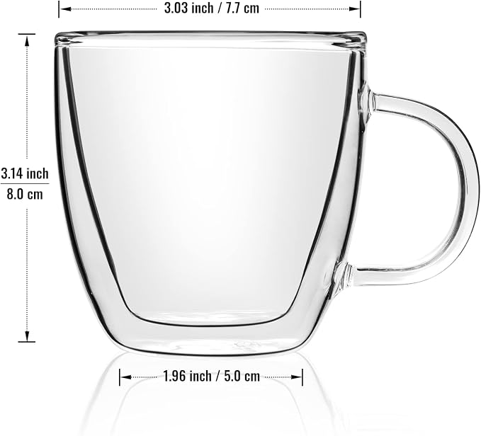 Double Wall Glass Coffee Mugs 5oz / 150ml, Stylish Tazas de Cafe Con Estilo - Image 7
