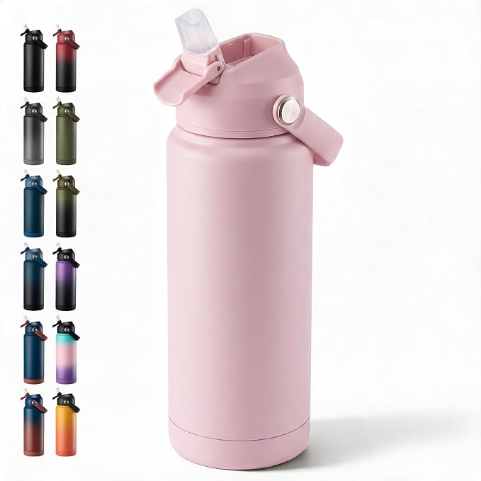 Fijinhom 24oz Insulated Stainless Steel Water Bottle, Wide Mouth Double Wall by Fijinhom