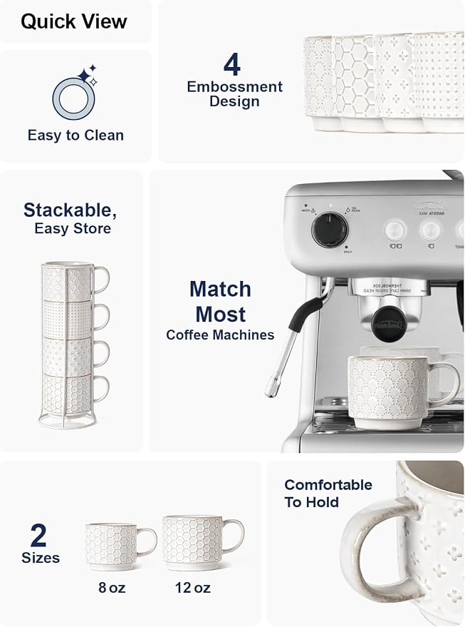 LE TAUCI Stackable Coffee Mugs Set - Image 4