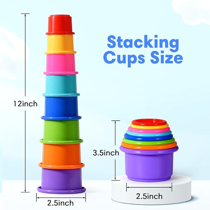 8 Pcs Stacking Cups Baby Stacking Toys, 8 Colors Educational Nesting Cups - Image 2