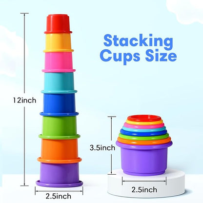 8 Pcs Stacking Cups Baby Stacking Toys, 8 Colors Educational Nesting Cups - Image 2