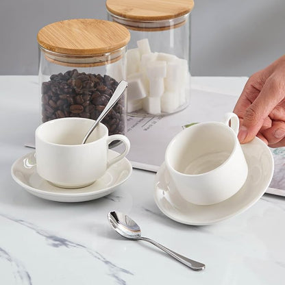 Espresso Cups, 2.5 OZ Stackable Espresso Cups Set of 4 | Porcelain Stackable - Image 6