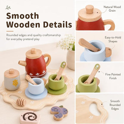 Wooden Red Tea Set Toys - Image 3