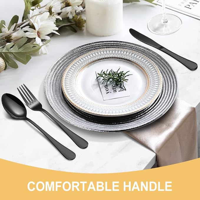 Black Silverware Set for 8, 40 Pieces Stainless Steel Flatware Cutlery Set - Image 7