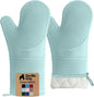 GORILLA GRIP BPA-Free Soft Silicone Oven Mitts, 14.5x8.3, Heat Resistant and Waterproof Cooking Gloves, Thick Cotton Lining, Flexible Gripping for Baking Grilling, Kitchen Potholders Set of 2, Mint
