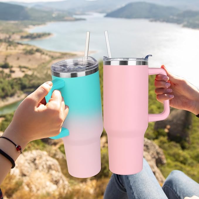 SYACOT 40 oz Tumbler with Handle and Straw Stainless Steel Insulated Tumbler - Image 5