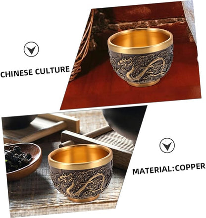 ABOOFAN 2 Pcs Chinese Style Retro Teacup Dragon Pattern Antique Tea Cup Solid - Image 3
