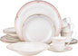 EURO Porcelain 20-pc. Dinner Set Service for 4, 24K Gold-plated Luxury Bone China Tableware ("Floral Blush" 6894G)