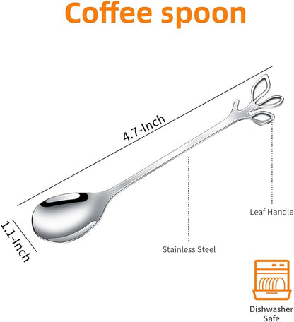 AnSaw Elegant Silver Leaf Coffee Spoons - Image 2