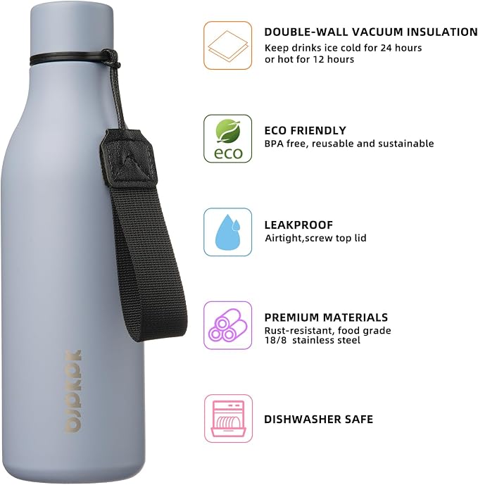BJPKPK 18oz Insulated Water Bottle, Stainless Steel Bottle - Image 2