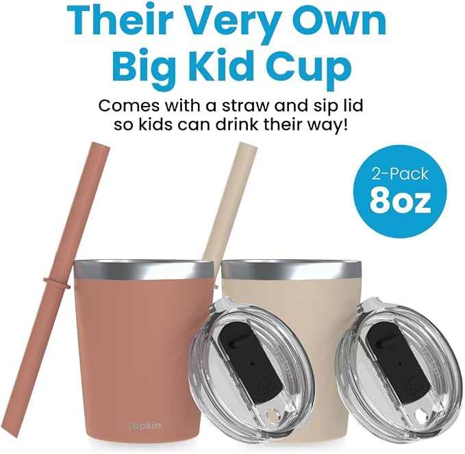 CUPKIN Toddler Straw Cup, The Original 8 oz Stackable Stainless Steel Toddler - Image 2