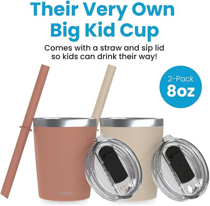 CUPKIN Toddler Straw Cup, The Original 8 oz Stackable Stainless Steel Toddler - Image 2