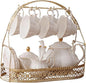 fanquare 15 Pieces Simple White English Ceramic Tea Sets, Tea Pot, Bone China by fanquare