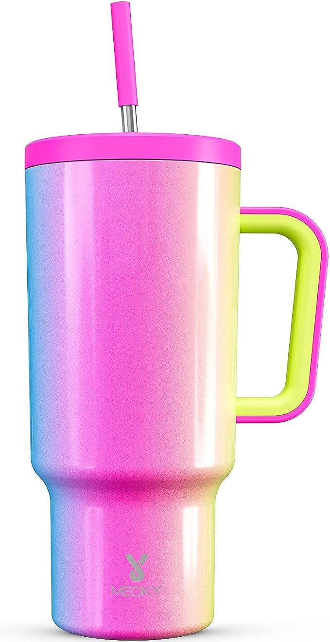 Meoky 40oz Tumbler with Handle, Leak-proof Lid and Straw, Insulated Coffee Mug by MEOKY