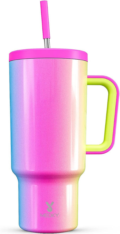 Meoky 40oz Tumbler with Handle, Leak-proof Lid and Straw, Insulated Coffee Mug by MEOKY