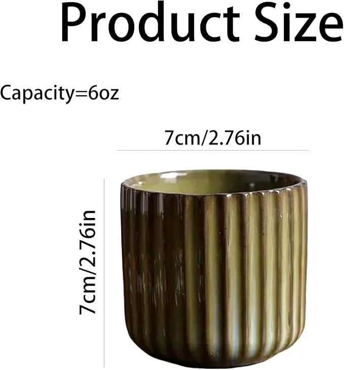 Vintage Ceramic Mug, Japanese Tea Cup 6oz Striped Cup No Handle Drinking Cup - Image 2