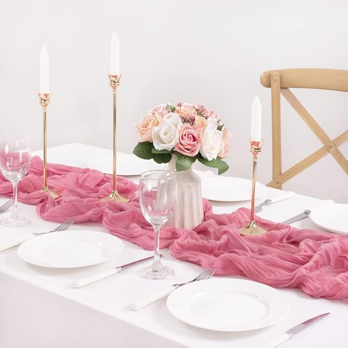 3 Pack Mauve Cheesecloth Table Runner10ft Rustic Sheer Gauze Runner | - Image 5