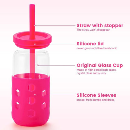 Mrsdry 16 oz Glass Cups with Lids and Straws - Image 2