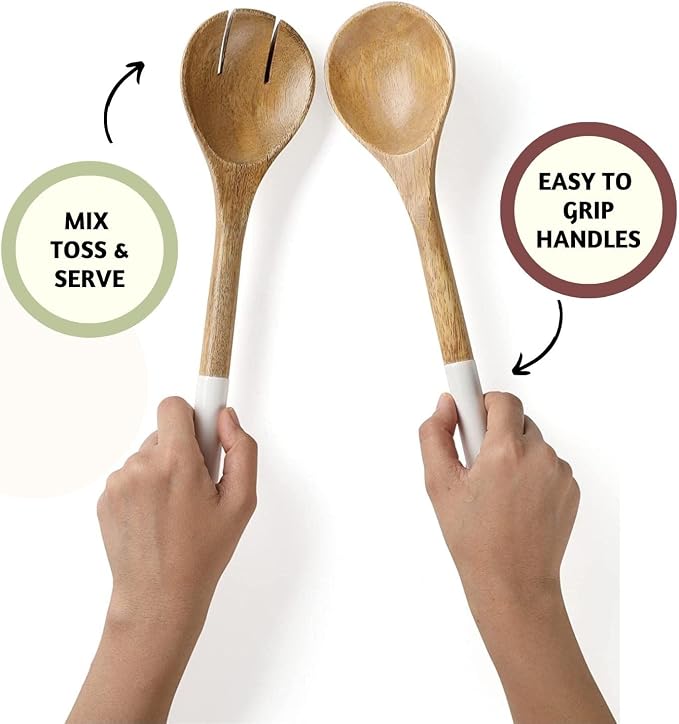 Folkulture Salad Servers or Salad Tongs | Set of 2 Serving Spoons in Kitchen - Image 3