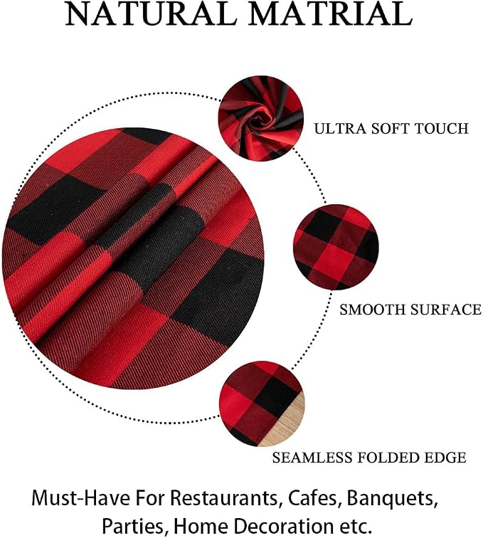 ShinyBeauty Buffalo Plaid Table Runner 13''x72'' Red and Black Check Christmas - Image 4