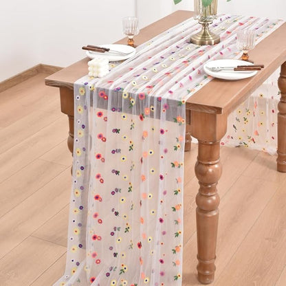 Flower Table Runner Floral Daisy Summer Birthday Party Garden Wedding Decor | - Image 5