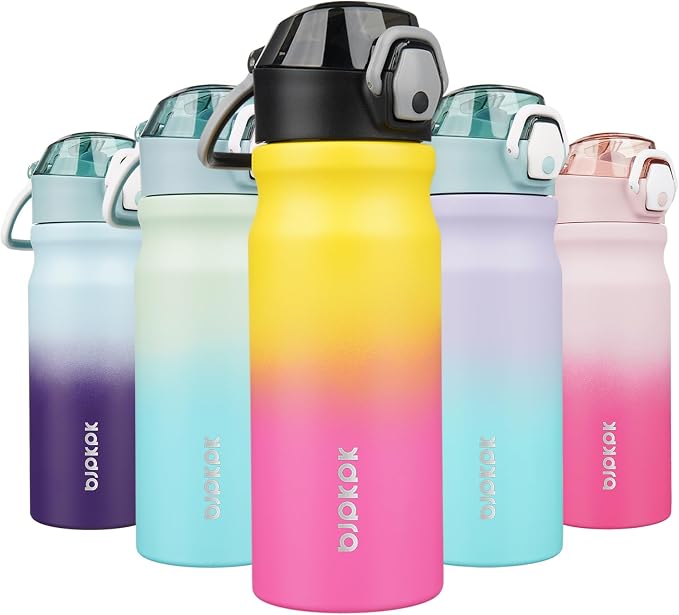BJPKPK 18 oz Water Bottle with Straw & Handle, Insulated Stainless Flask | Leak by BJPKPK