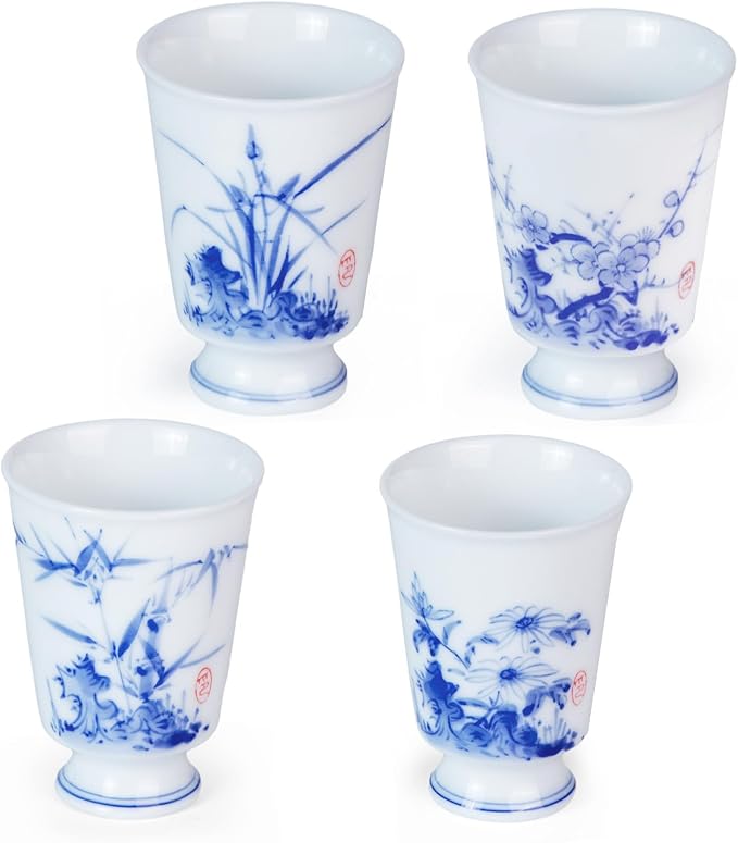 KAMMAK Ceramic Tea Cups Set of 4, 1.5 oz, Vintage Small Teacups, 730N | Hand by KAMMAK