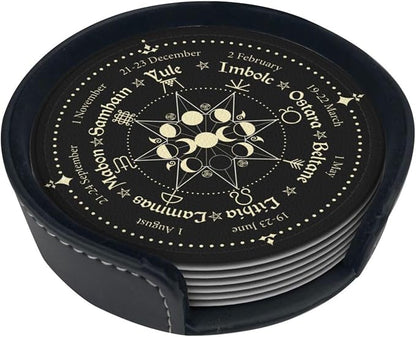 Mystic Witchy Leather Drinks Coasters - Image 2