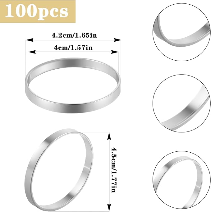 100Pcs Silver Napkin Rings Bulk, Elegant Silver Napkin Rings, Metal-Napkin Ring - Image 2