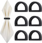 Yagoo Napkin Rings, Wooden Napkin Rings Set of 6, Handcrafted Wood Semicircle Napkin Holders for Table Decoration (Black)