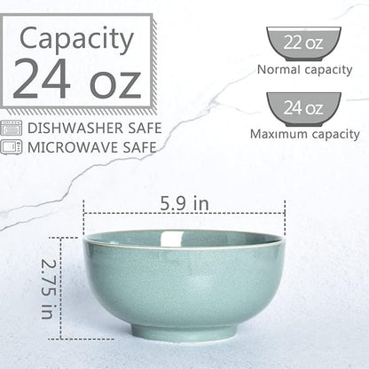 Ceramic Soup Bowl Set of 4, 24 Oz, Cereal Bowl - Image 2