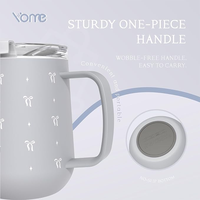 YOME 10oz Bow Grey Insulated Coffee Mug - Image 6