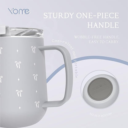 YOME 10oz Bow Grey Insulated Coffee Mug - Image 6