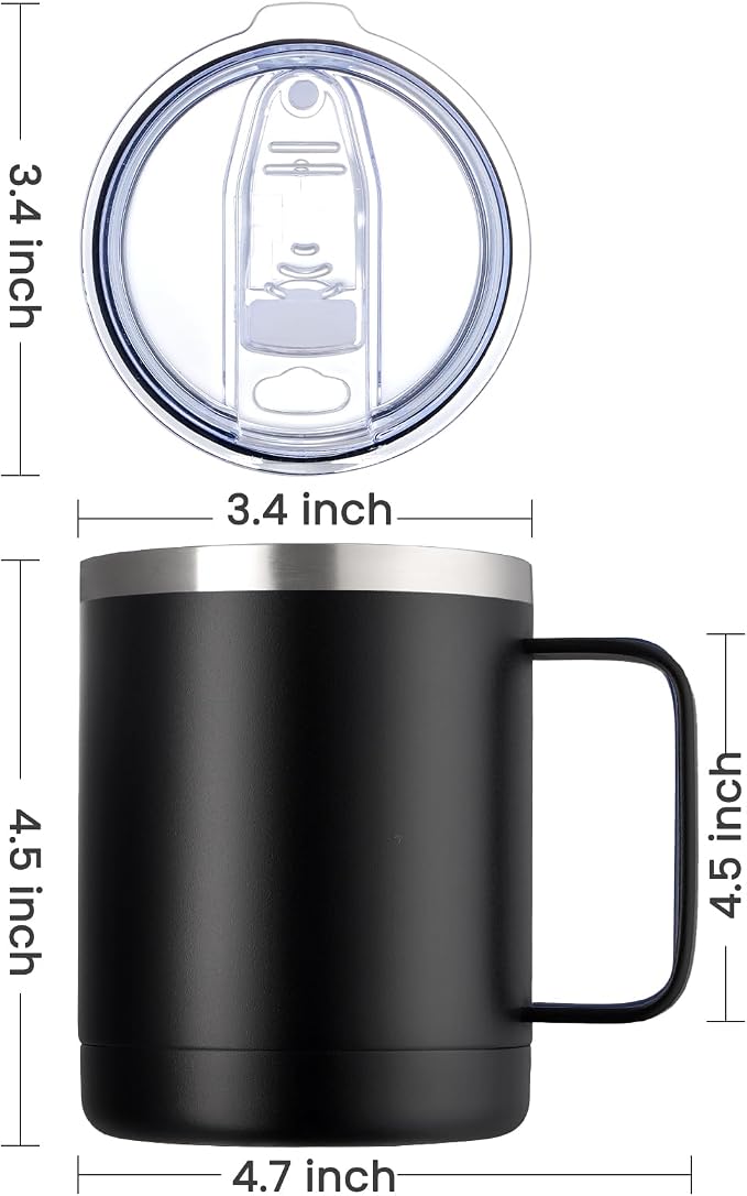 MEWAY 12oz Coffee Mug With Handle 2 Pack Bulk, Stainless Steel Insulated Travel - Image 4