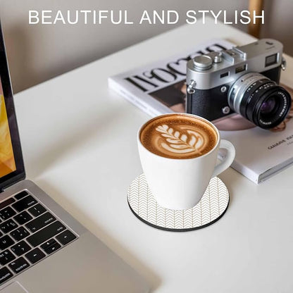 Simple Line White Coasters Set of 6, Non-Slip Cup Coaster Mat - Image 7