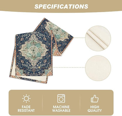 Artoid Mode Boho Bohemia Style Blue Table Runner, Country Rustic Farmhouse - Image 5