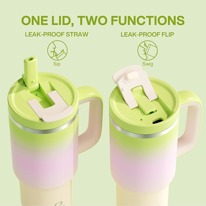 ENCOOL 32 oz Tumbler with Handle and Straw: Stainless Steel Insulated Tumbler - Image 4