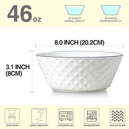 Yeacccng Deep Soup Bowls Set of 3, 46oz Large Cereal Bowls, Large Soup Bowl - Image 2