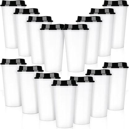 15 Pack Reusable Plastic Coffee Cups by Domensi