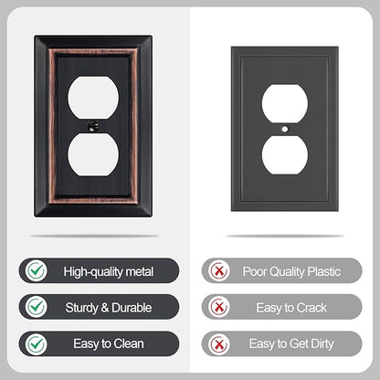 Metal Wall Plate for Electrical Outlets, Decorative Aged Bronze Switch Plates Outlet Cover, Light Switch Cover Plate, 1-Gang Wall Plates (Duplex Outlet, 6 Pack)