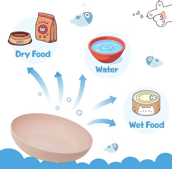 Cat Dishes Whisker Friendly, Shallow Wide Pet Food and Water Bowl, Durable - Image 3