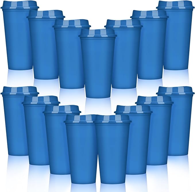 Domensi 15 Pack Reusable Plastic Coffee Cups by Domensi